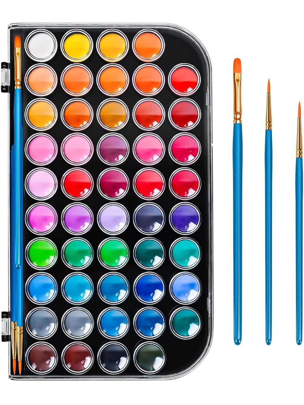 48 Color Watercolor Paint Set with Brushes Non Toxic Washable Art Kit NEW